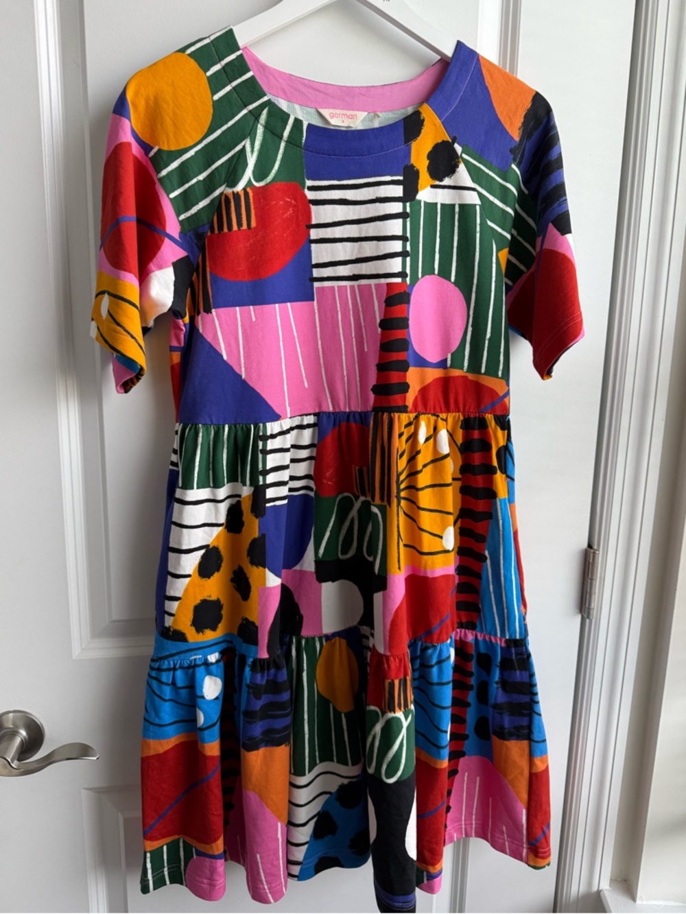 Gorman Abstract Line Tiered Dress Colorful  Artsy AU size 6 (US size 2 XS)